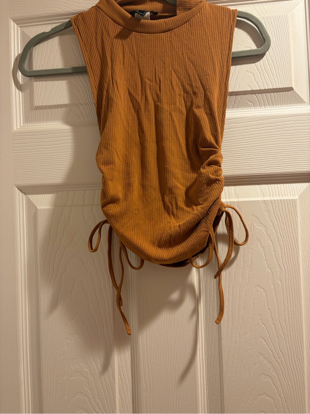 Forever 21 Ribbed Drawstring Tank Top - Rust Orange